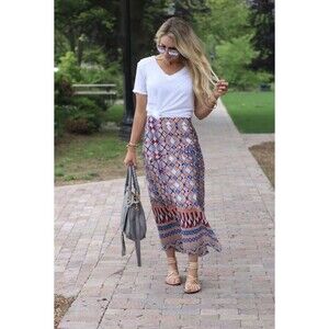 Anthropologie HD in Paris Olympia Silk Midi Skirt 10